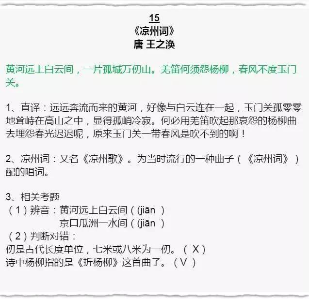 小学语文“逢考必出”的古诗词+国学常识！