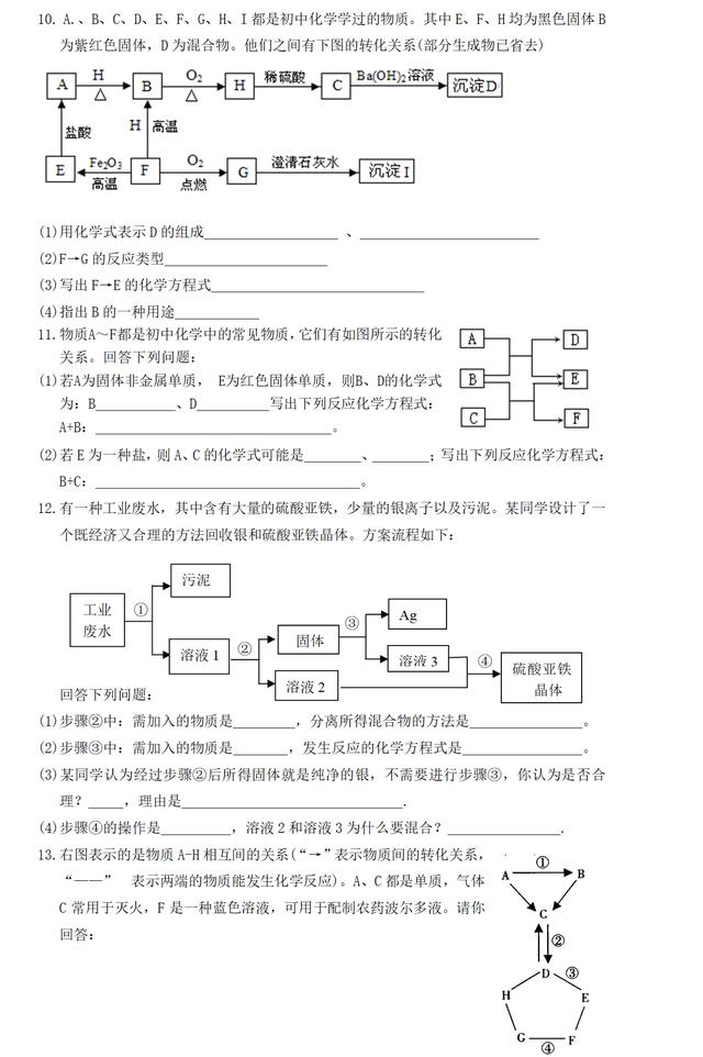 中考化学经典推断题21道，附答案（建议阅读后收藏）