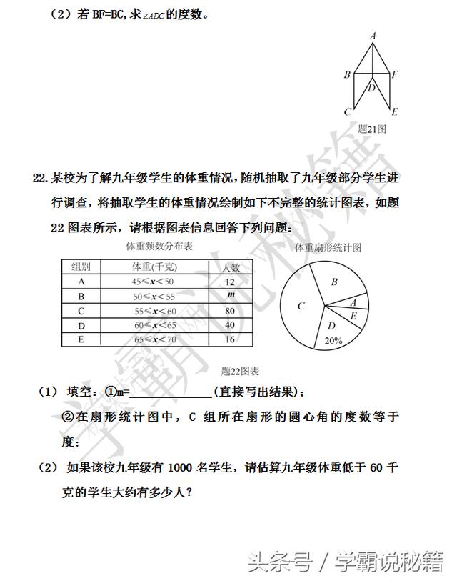 2018中考数学试卷真题，给孩子做做！（人教版，家长快收藏）