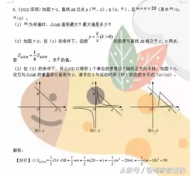 初中数学中考冲刺必备：中考数学压轴题精选及答案，值得收藏