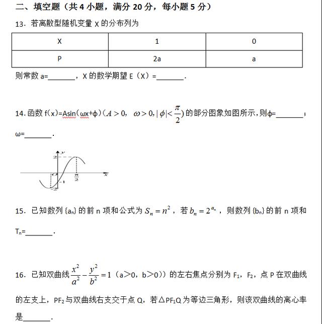 2018年高考理科数学押题卷，Ⅱ卷，考前必刷题