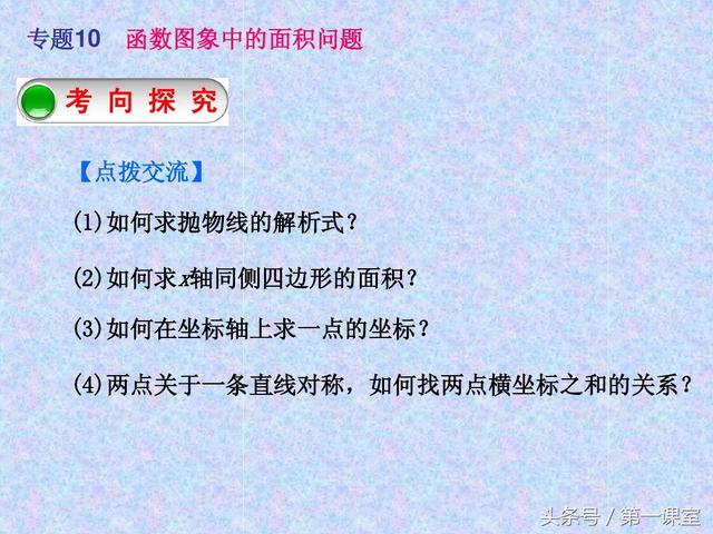 平面直角坐标系中的面积问题，是中考数学常考的压轴题