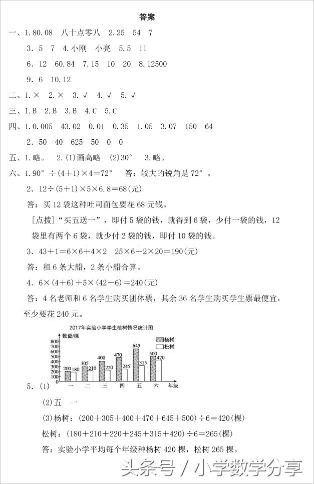 人教四年级数学下册期末检测⑯卷及答案622