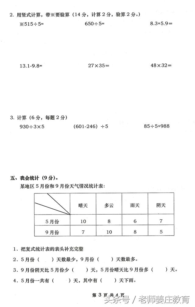 期末考试最后阶段冲刺，一到六年级数学期末检测真题，尽情转发吧