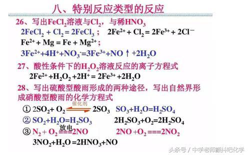 史上最全高中化学方程式总结，掌握这些高中化学方程式就都会了！