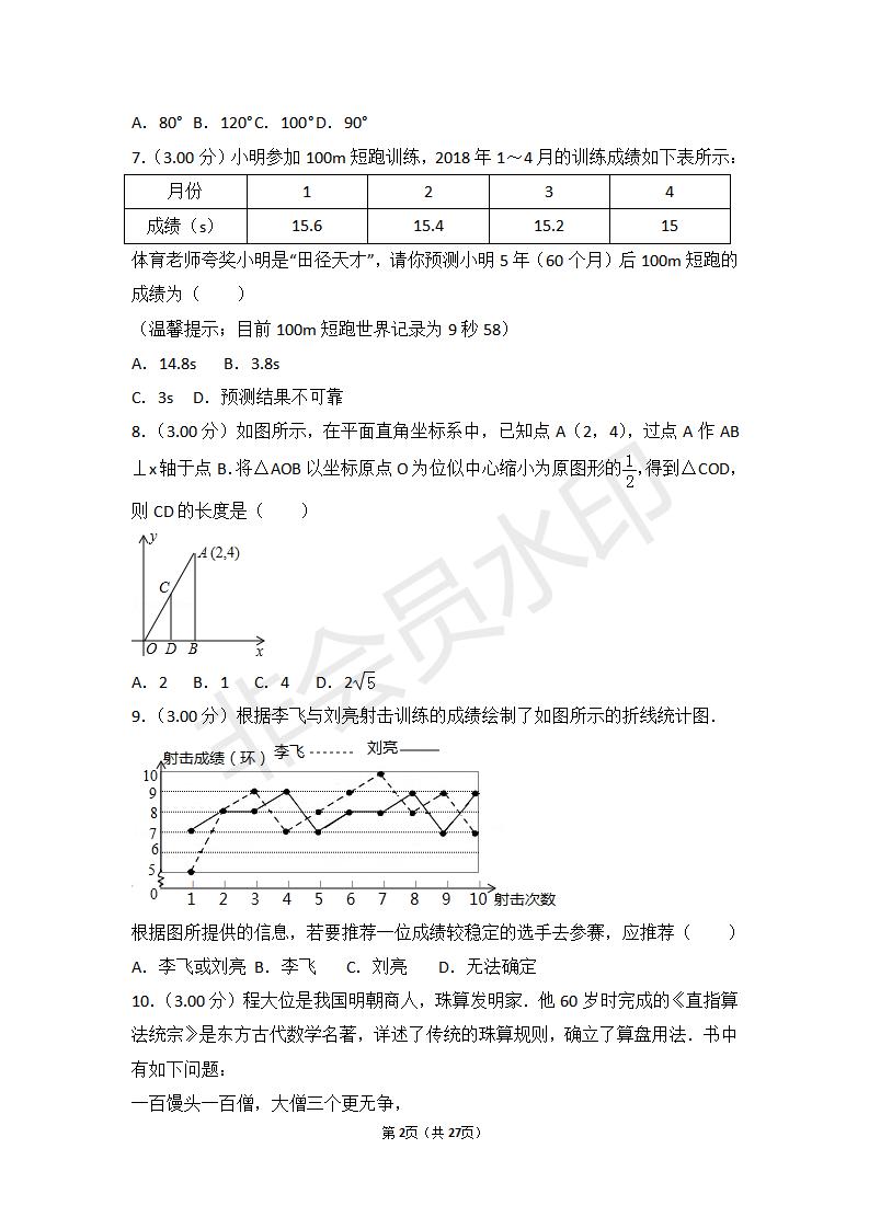 湖南省邵阳市中考数学试卷(ZKSX0056)