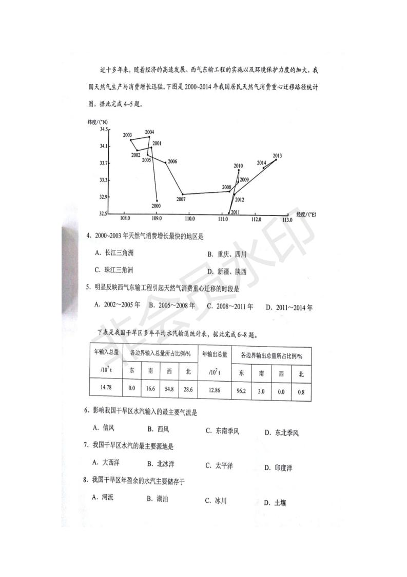 广东省广州市高三综合测试（一）地理试题