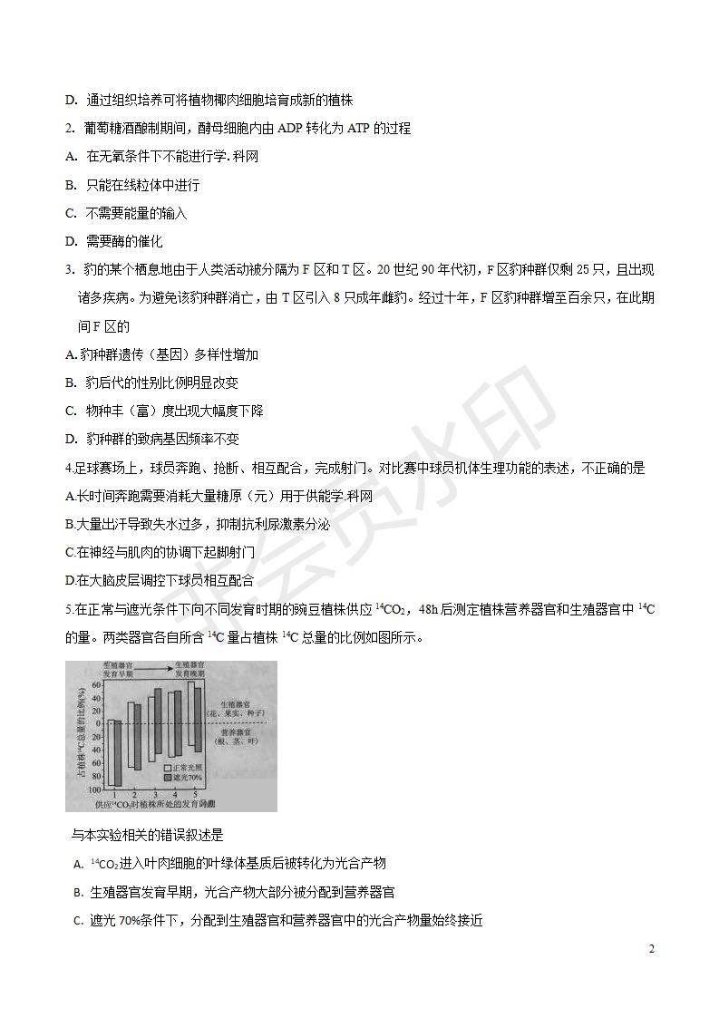 高考北京理综高考试题文档版