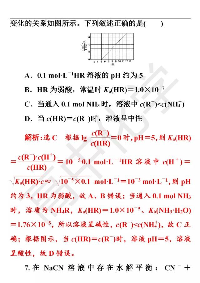 高考化学精准押题练一水溶液中的离子平衡