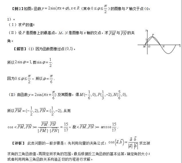 高中数学：三角函数与平面向量综合问题—6种类型 全面解析