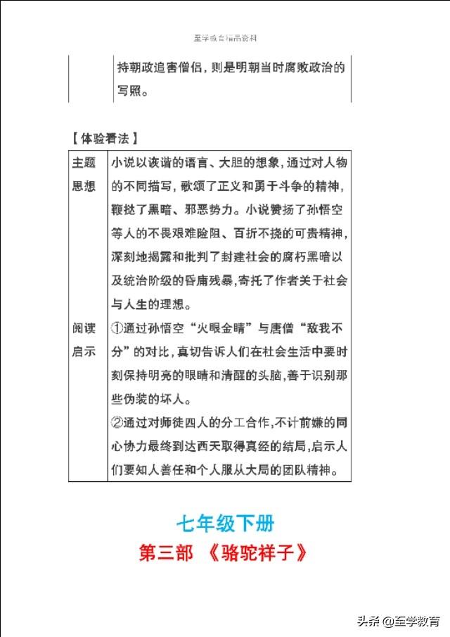 七年级到九年级语文名著阅读汇总，收藏免费打印慢慢学