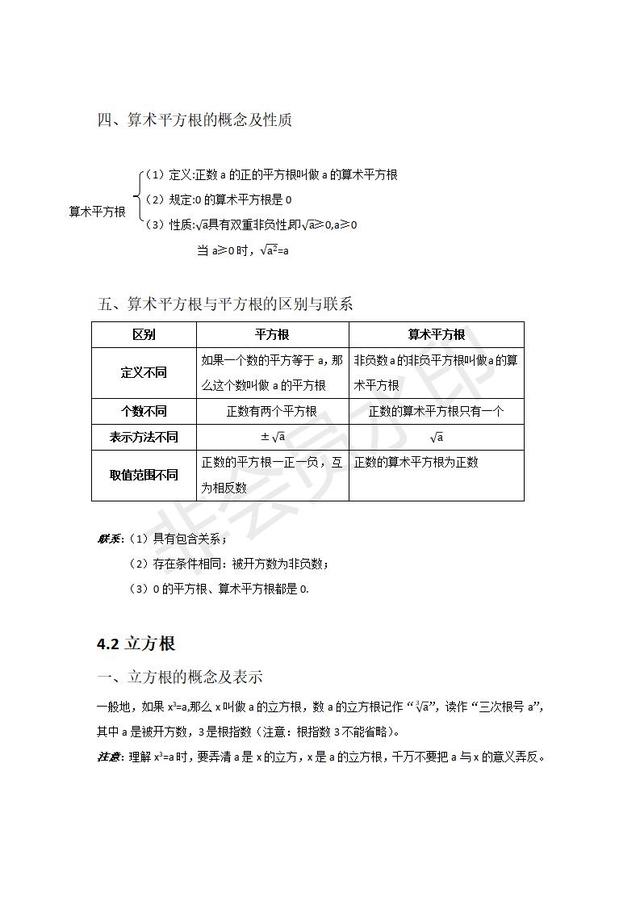 苏科版八年级上册第4章实数知识点详细总结