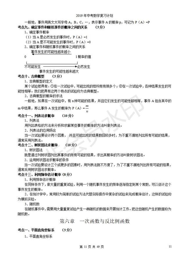 浙教版初三中考复习数学知识点总结归纳