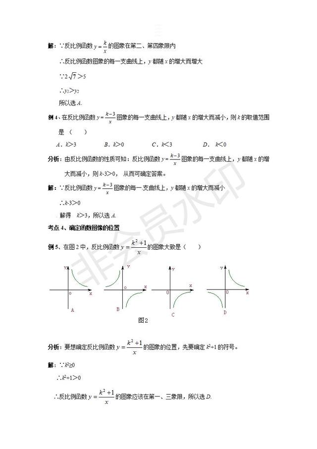 中考数学常考反比例函数考点整理