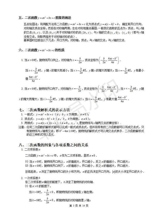 中考数学年年考的二次函数知识点就这些，一定要掌握