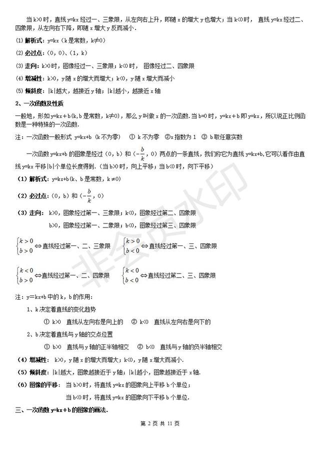 每年中考数学必考一次函数知识点，典型例题汇总