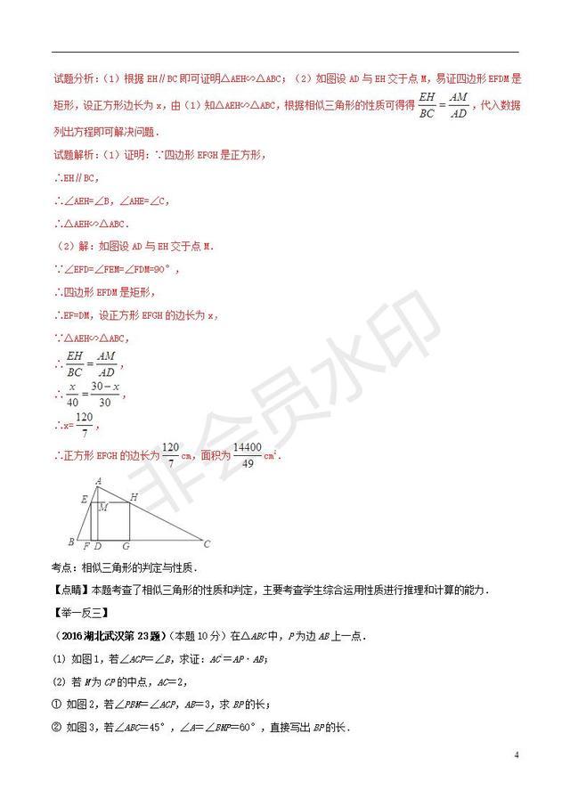 中考数学知识点专题图形的相似