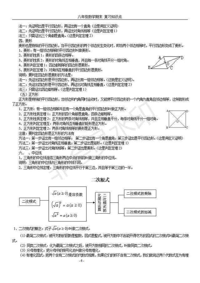 苏科版八年级下册期末复习数学知识点总结