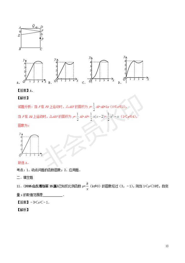 每年中考必考一次函数与反比例函数知识点汇总