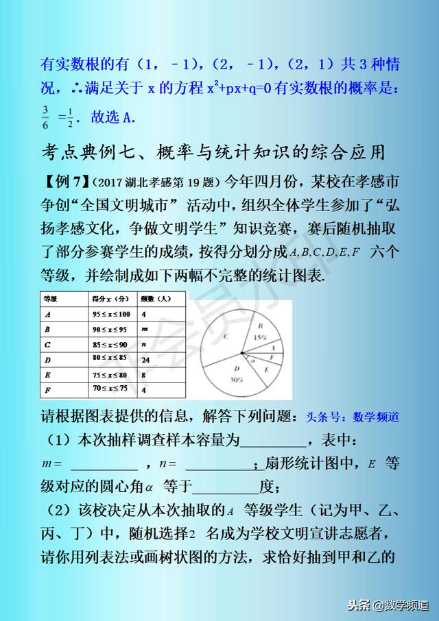 初中数学-黄金知识点-（二十一）概率的应用