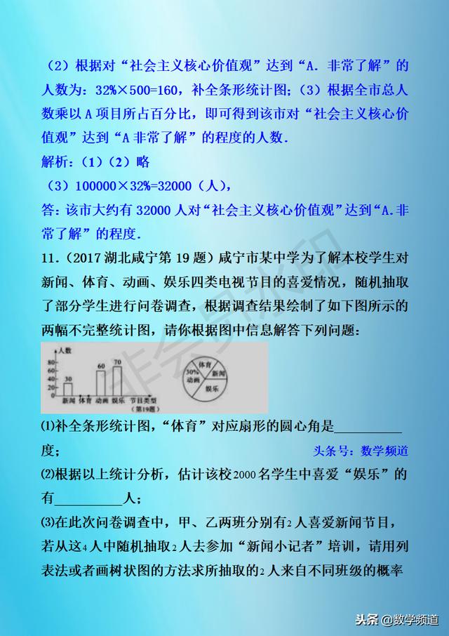 初中数学-黄金知识点-（十九）统计的应用