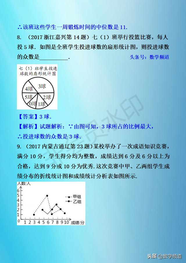 初中数学-黄金知识点-（十九）统计的应用