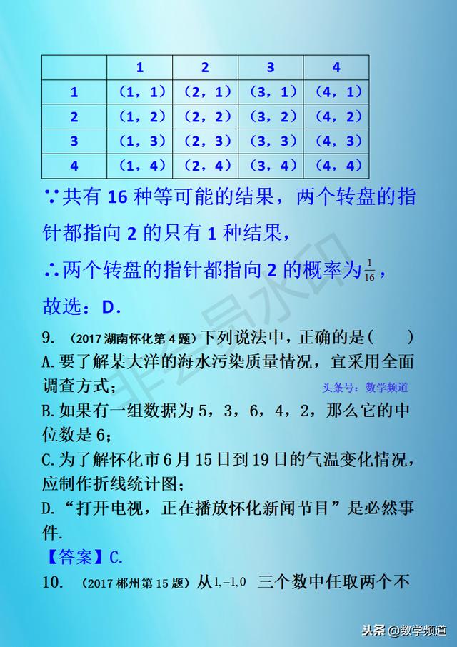 初中数学-黄金知识点-（二十）简单事件的概率