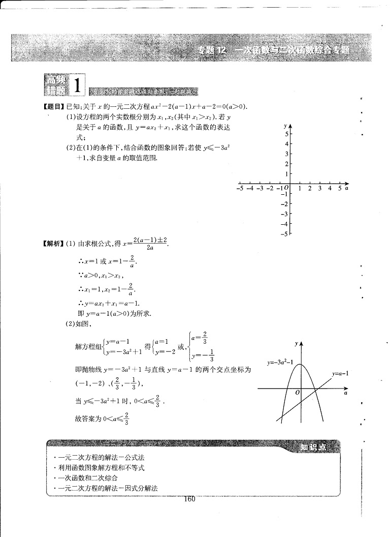 初中数学易错题常考题解题模型-一次函数与二次函数综合专题