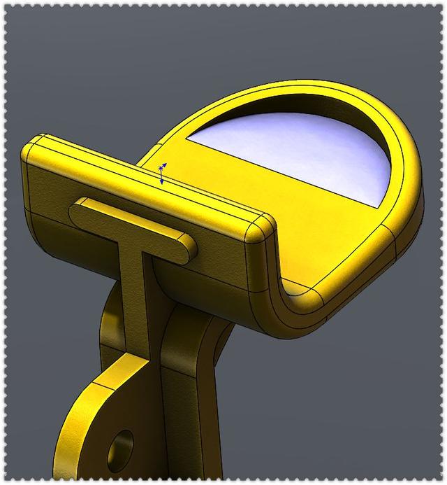 用SolidWorks画的金属连接件，此图蓝色面的切除，是个小难点