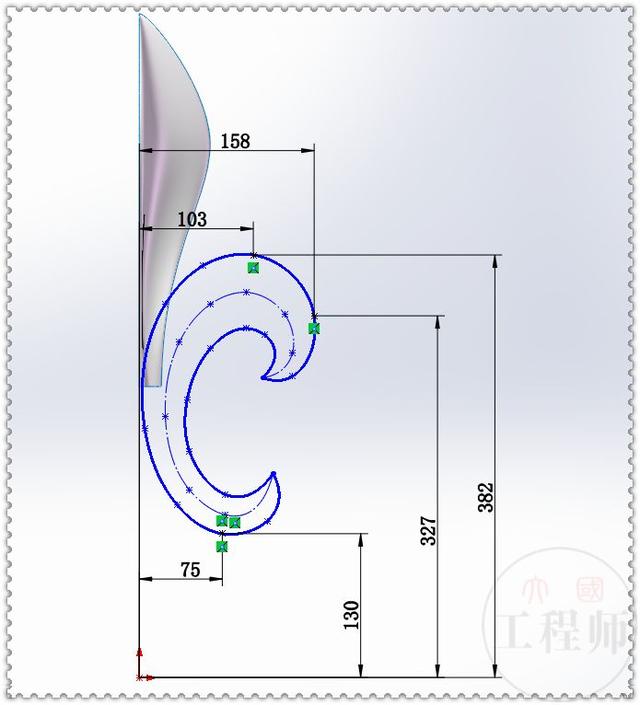 SolidWorks曲面画的鸢尾图形，这个图有点难，初学者估计画不出来