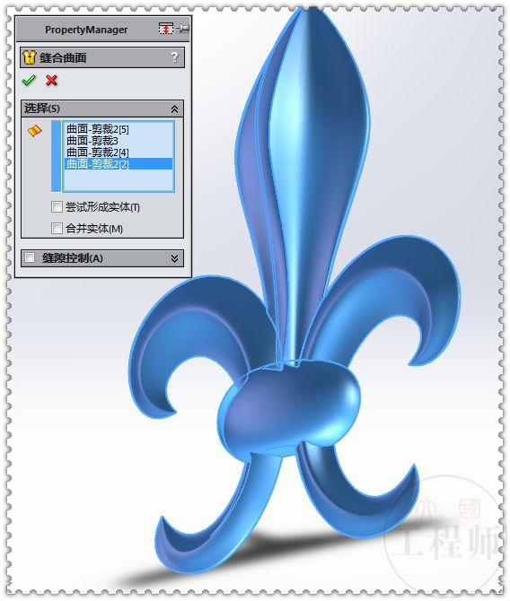 SolidWorks曲面画的鸢尾图形，这个图有点难，初学者估计画不出来