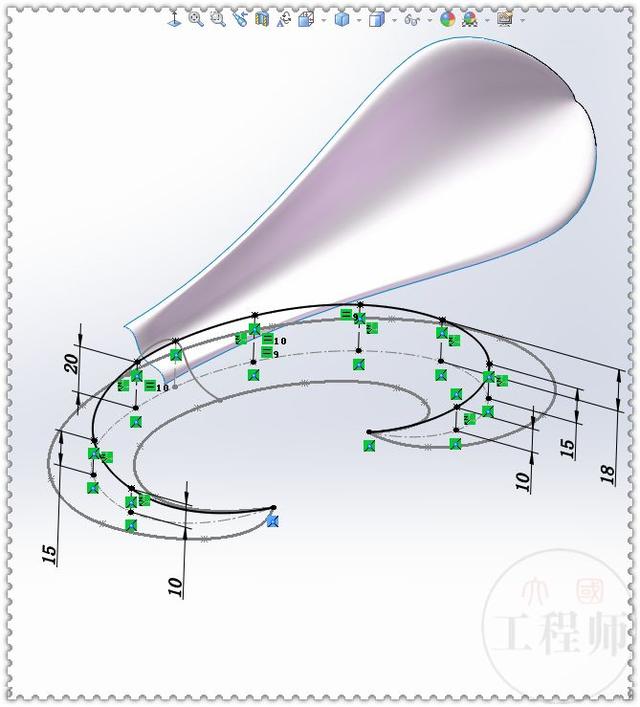 SolidWorks曲面画的鸢尾图形，这个图有点难，初学者估计画不出来