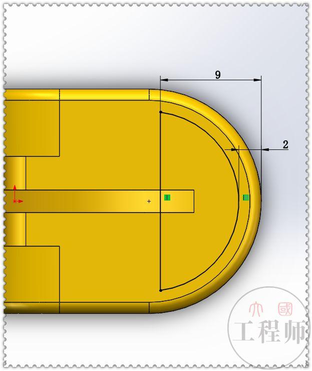 用SolidWorks画的金属连接件，此图蓝色面的切除，是个小难点