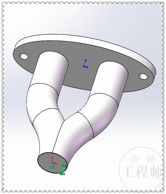 用SolidWorks画的一个排气管，和前两天的比起来，这个好画多了