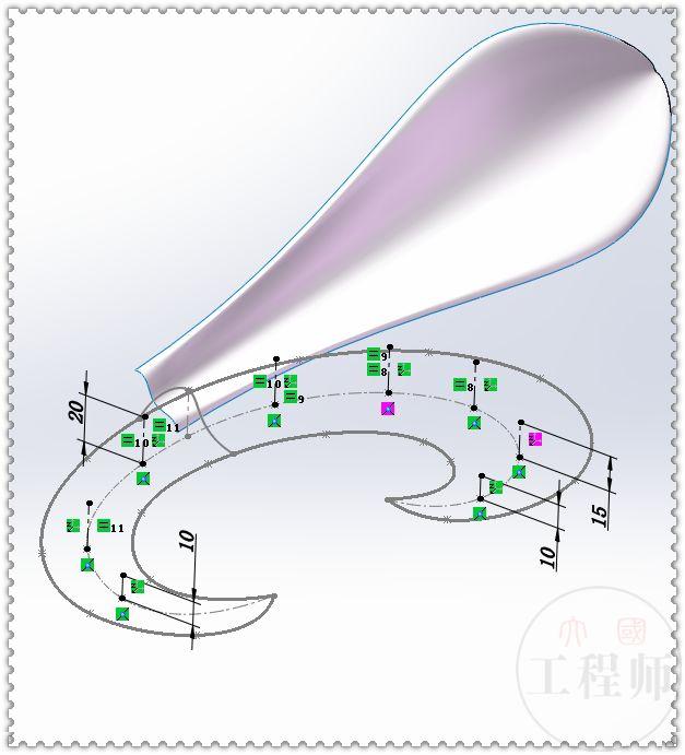 SolidWorks曲面画的鸢尾图形，这个图有点难，初学者估计画不出来