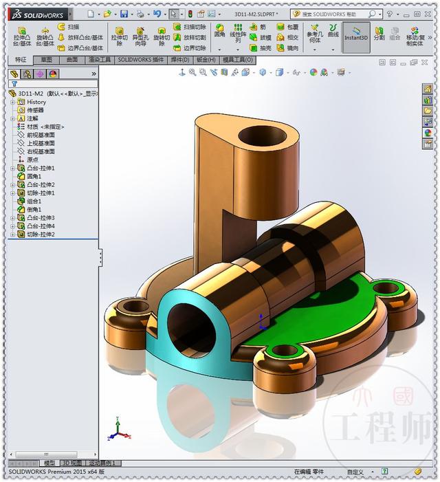 用SW画的3D图形，具体操作很容易，清晰的建模方法才是主要的