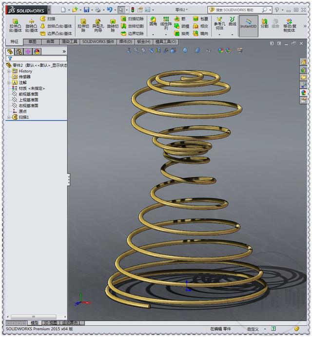 用SolidWorks螺旋线建模4个变径、变距弹簧