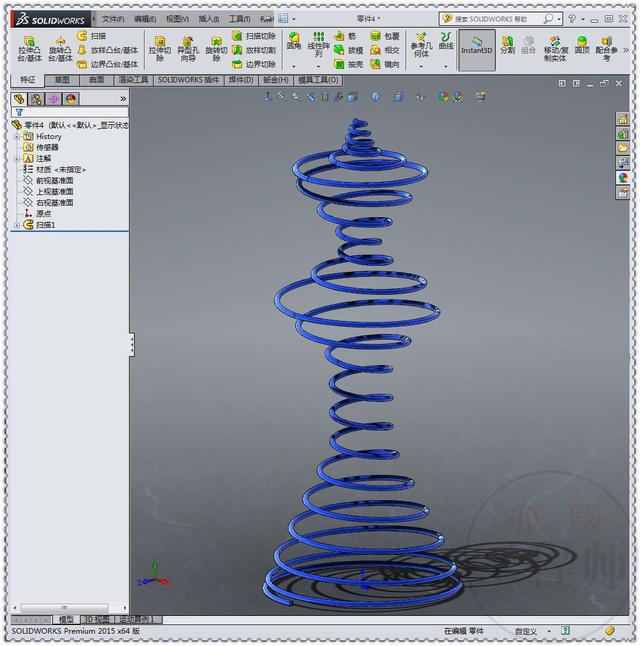 用SolidWorks螺旋线建模4个变径、变距弹簧