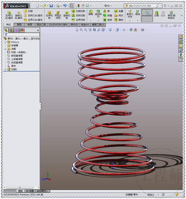 用SolidWorks螺旋线建模4个变径、变距弹簧