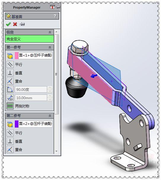 用SolidWorks设计的垂直式快速夹具，这个工具还是很常见的