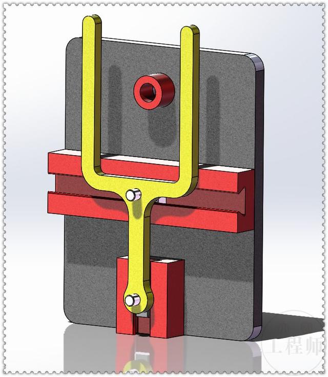 用SolidWorks设计的勒洛三角形摆动机制，三角的建模是此图的重点