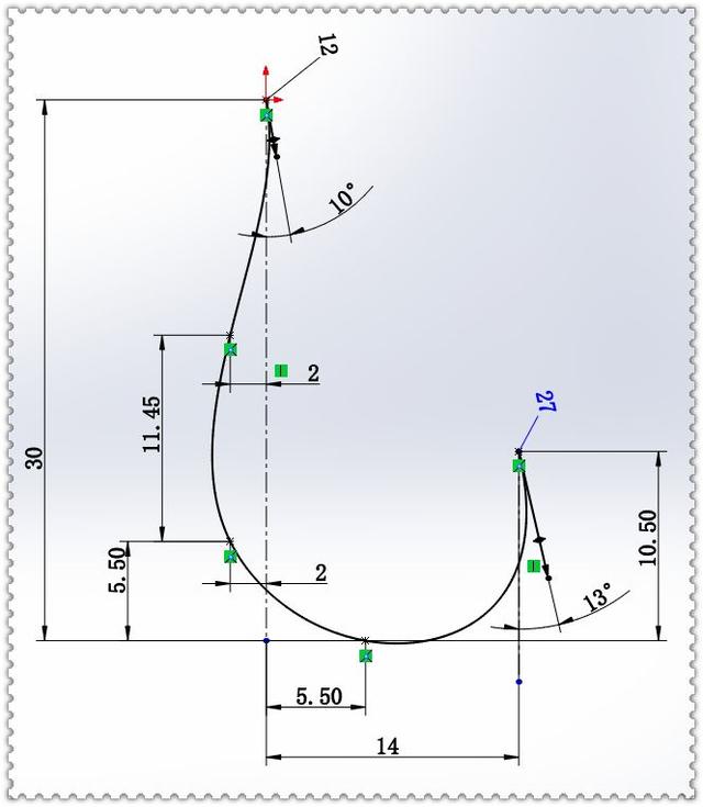 用SolidWorks画一个鱼钩，此图的难度系数几乎为零