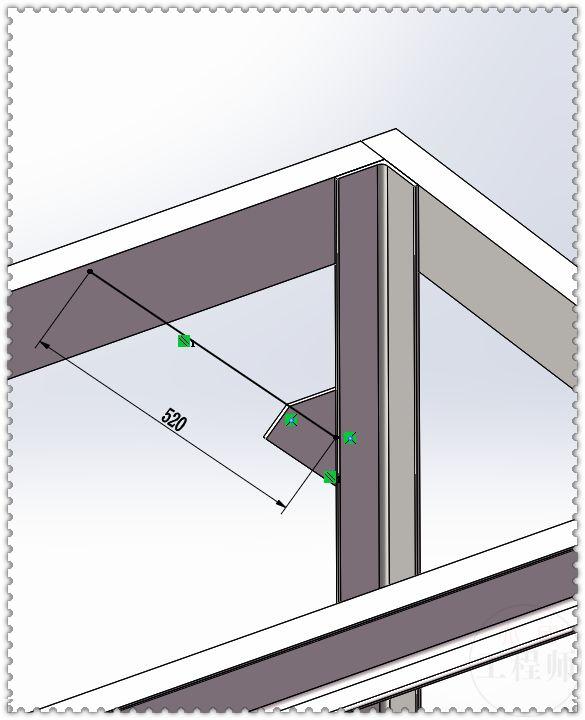 用SolidWorks焊件模块绘制的支撑钢架，这个的模型的草图好画多了