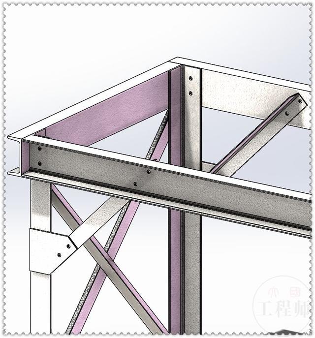 用SolidWorks焊件模块绘制的支撑钢架，这个的模型的草图好画多了