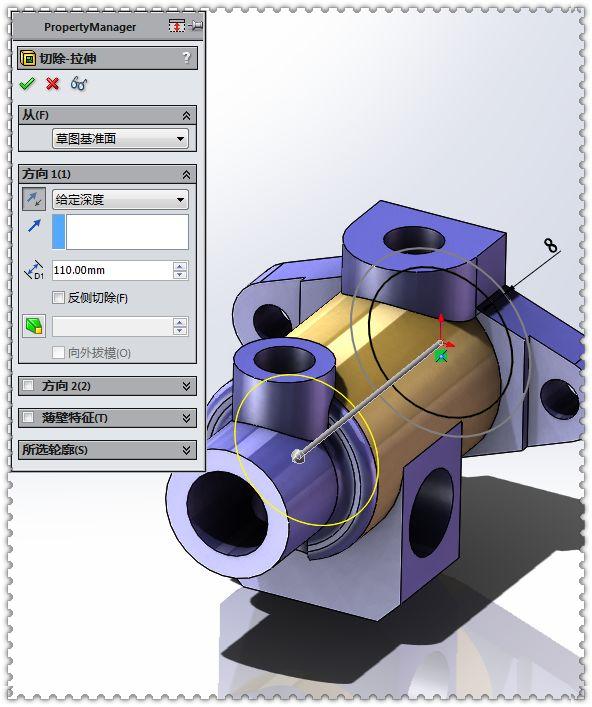 用SolidWorks建模的实体零件，此图仅用拉伸和切除就可以