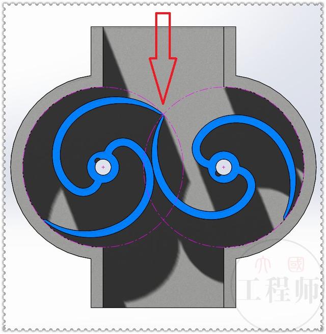 用SolidWorks设计的一个水表机制，用两个标准件齿轮来驱动