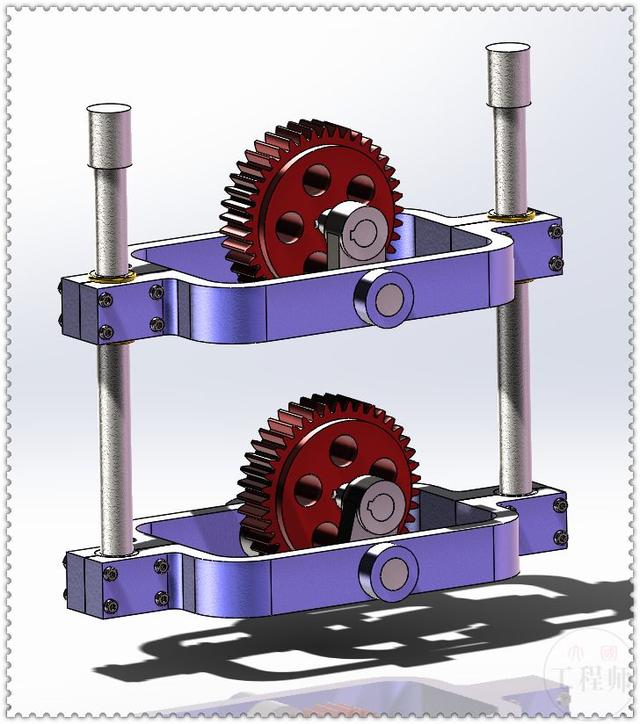 用SolidWorks设计的往复式的齿轮运动机构，要用到多个子装配体