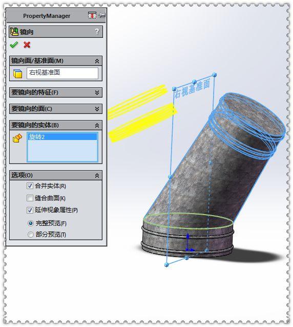 用SW实体建模的裤型三通管，如果曾经学过放样现在就能画出此图