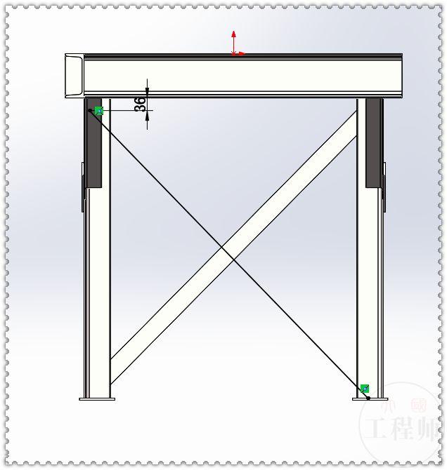 用SolidWorks焊件模块绘制的支撑钢架，这个的模型的草图好画多了