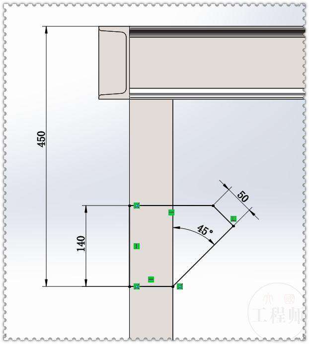 用SolidWorks焊件模块绘制的支撑钢架，这个的模型的草图好画多了